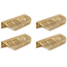 RZDEAL Skabh?ndtag i massiv messing B?rstet bladguld knopper og tr?k til kommode Skuffeh?ndtag Kanttr?k 4-5/8""""(117 mm) Samlet l?ngde 4 stk.
