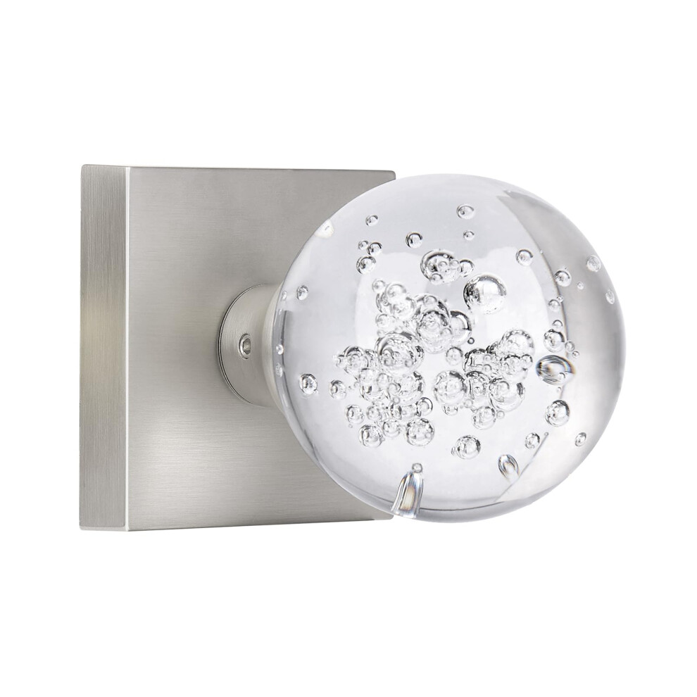 Hiemey Passage Hall Closet Door Knobs Interior Round Clear Bubble Crystal Glass Door Knobs Brushed Nickel 653858022795