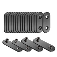 WYSUMMER Schwarze flache Metall-Ausbesserungsklammern, 20 gerade Eckstreben mit 40 Schrauben (schwarz, 16 x 36 mm)