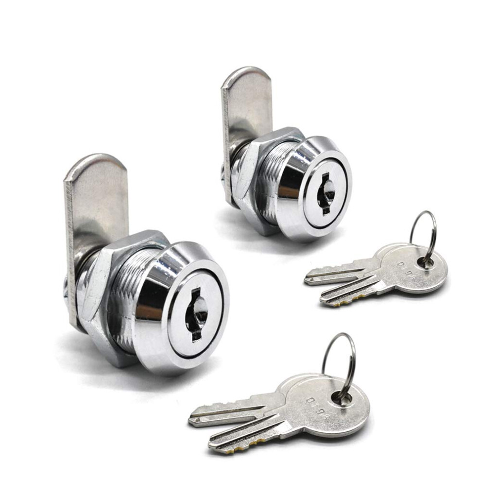 2Pack Cabinet Cam Lock 5/8 Inch Tubular Cam Locks Keyed Alike With Chrome Finish For Vending Machine Truck Pickup Tool Box Mailbox Atm Replacement Lo 786118470224