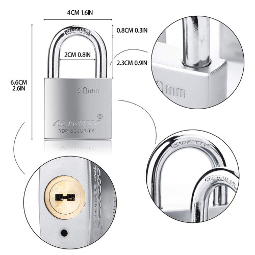 40mm Heavy Duty Lock Warehouse Waterproof Keyed Padlock High Security Padlock with 4 Keys 2