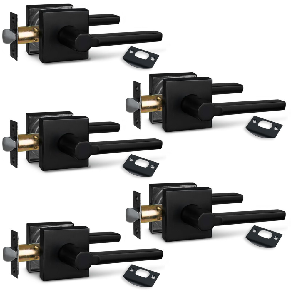 Newbang (5Pack) Hall/Closet Lever Handle Lock In Aged Matt Black- Door Lock Handle In Matt Black For Passage Door Hd1601-Db-Ps-5P 6131637266270