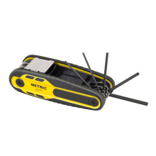 Titan 12771 8-delige metrische opvouwbare inbussleutelset Vergrendelende inbussleutelsloten op 90 135 en 180 via twee drukknoppen Maten 1,5 mm to