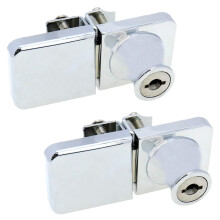LC LICTOP No Drill Showcase Lock for 0.2-0.3 inch Glass Key Alike - Door to Door Mounting 2 Sets Chrome Rectangular 2.87 x 1.26 Inch Zinc Alloy Gl