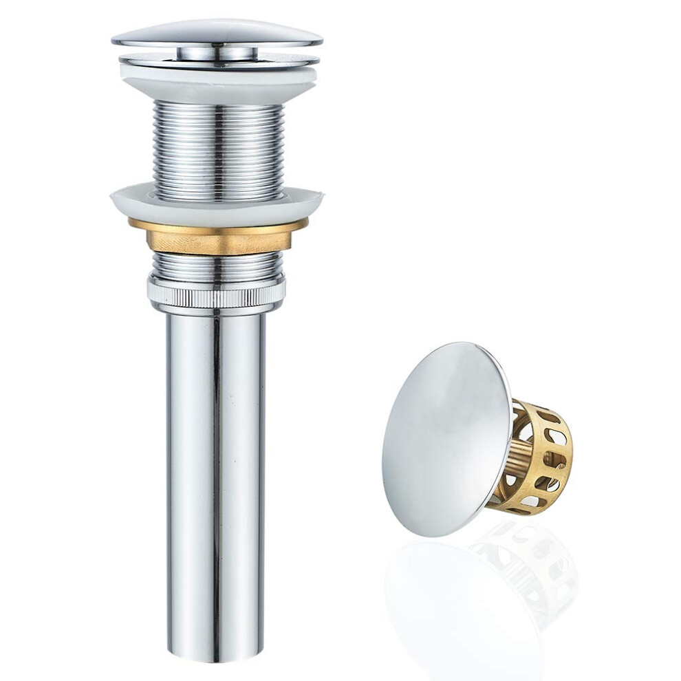Bathroom Sink Drain Without Overflow With Strainer Basket Detachable Vessel Sink Lavatory Vanity Pop Up Drain Stopper Polished Chrome 753318231245