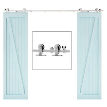 TSMST 7FT Schuifdeur Hardware Kit, Top Mount RVS Zware Deur Track voor Dubbele Houten Deur