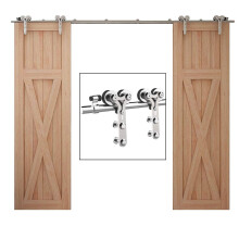 TSMST Kit hardware per porta scorrevole da fienile da 12 piedi Binario per porta da fienile robusto e resistente in acciaio inossidabile per dopp