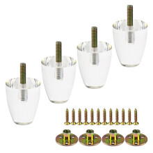 Mcredy 3"""" Acrylic Furniture Legs Sofa Furniture Legs Clear Couch Replacement Legs with Mounting Hardware 4 Packs