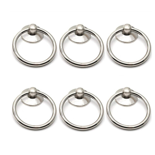 bnafes skuffering Pull Drop Ring Knopper i S?lvfarve - (6 Stk)