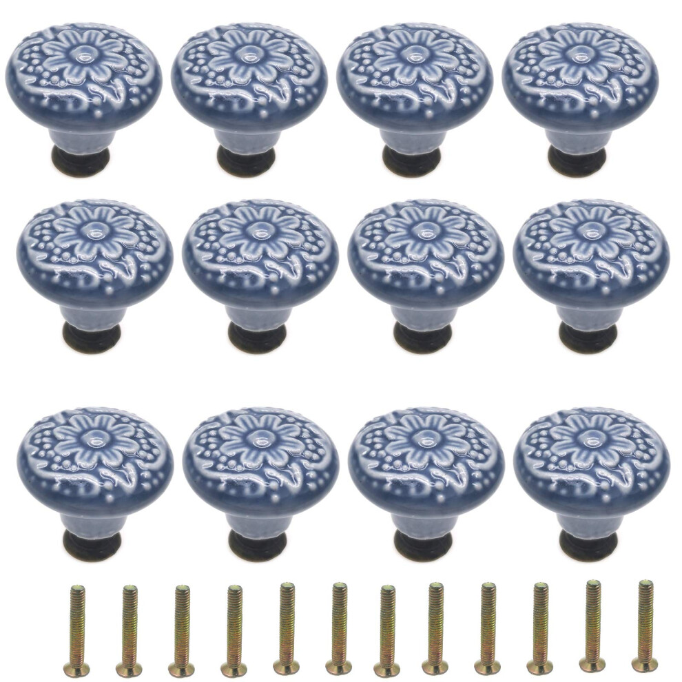 M Mimhooy 12Pcs Light Blue Cabinet Knobs Vintage Ceramic Knobs For Dresser Drawers Decorative Pull Handles 779296895682