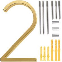 5 Flydende husnummer Moderne husnumre- zinklegering Hjemadressenummer med uds?gt tegningsproces-guld-nummer 2