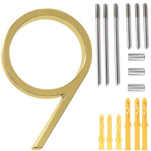 5 Flydende husnummer Moderne husnumre- zinklegering Hjemadressenummer med uds?gt tegningsproces-guld-nummer 9
