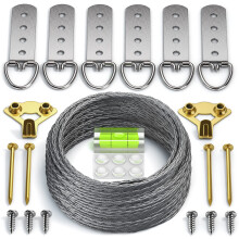 Heavy Duty ophangset voor ophangdraad - D-ringschroeven Ophanghaken waterpas. Ondersteunt maximaal 100 lbs 50+ voet (15,25 m) roestvrijstalen draadha