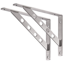 YUMORE Shelf Bracket 12"""" Stainless Steel Heavy Duty L Shaped Brackets Wall Mounted Floating Table Support with Hanging Holes Corner Brace 4mm Right