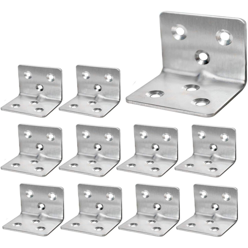 40Pcs Stainless Steel Corner Braces 1.2 X 1.2 X 1.5 Small Corner Bracket For Wood Furniture Sliver 90 Degree L Brackets Metal Joint Right Angle 715377536112
