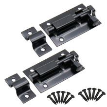 LC LICTOP Loquet coulissant en acier inoxydable noir, baril de porte, mini porte de scurit de 2 pouces, loquet coulissant, 2 pices