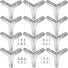 HAKZEON 5 Inch Silver Triangle Furniture Legs Set of 12 Metal Furniture Feet Modern Style Triangle Sofa Feet Replacement Furniture Leg for Cabinet