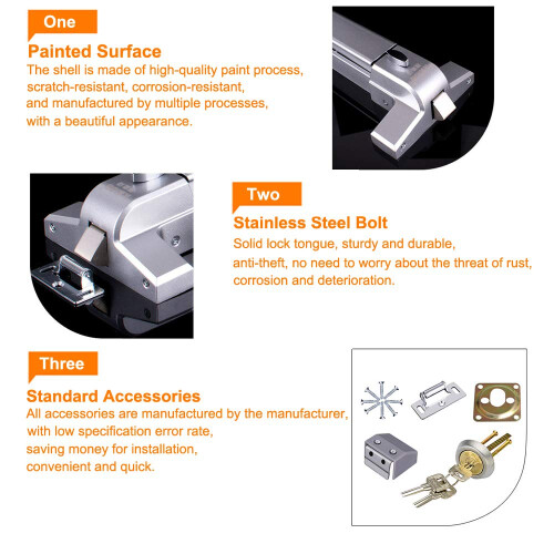 COOLOUS Reglage Push Bar Panic Exit Device Aluminium med Exterir Spak Trim (Aluminium) 2