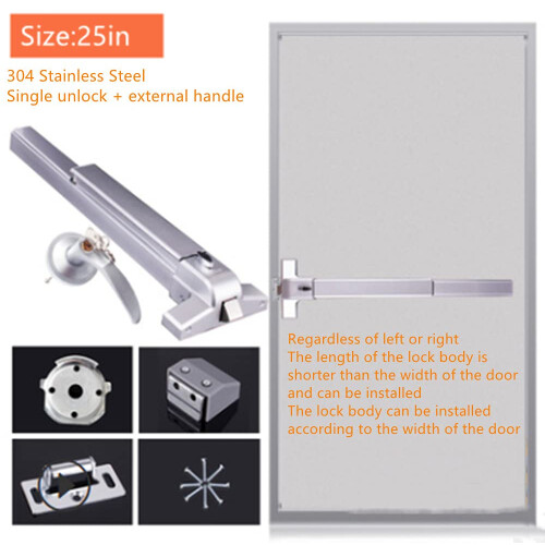 COOLOUS Reglage Push Bar Panic Exit Device Aluminium med Exterir Spak Trim (Aluminium) 1
