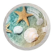 4 csomagos komd fikszekrny gombok Beach Starfish Seashell kerek formj kristlyveg hzk fogantyk a konyhai gardrb szekrny ajtihoz csavarokk
