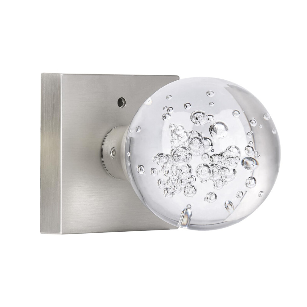 Hiemey Glass Door Knobs Interior With Lock Crystal Door Knobs Round Privacy Clear Bubble For Bed Bath Brushed Nickel 653858022788