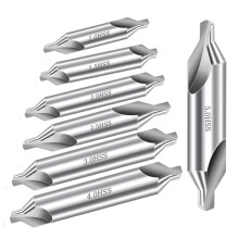 Aleric Center Drill Bits Set - High Speed Steel Center Drill Bit Countersink Tools for Lathe Metalworking, 7 pcs 60-Degree Angle Centering Drill in Si