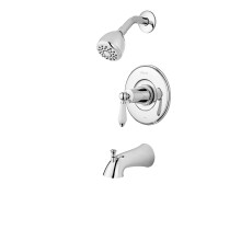 Pfister Courant Kit finiture vasca e doccia Valvola e cartuccia incluse Maniglia a leva in ceramica bianca Finitura cromata lucida 8P8WS2CO2SPC