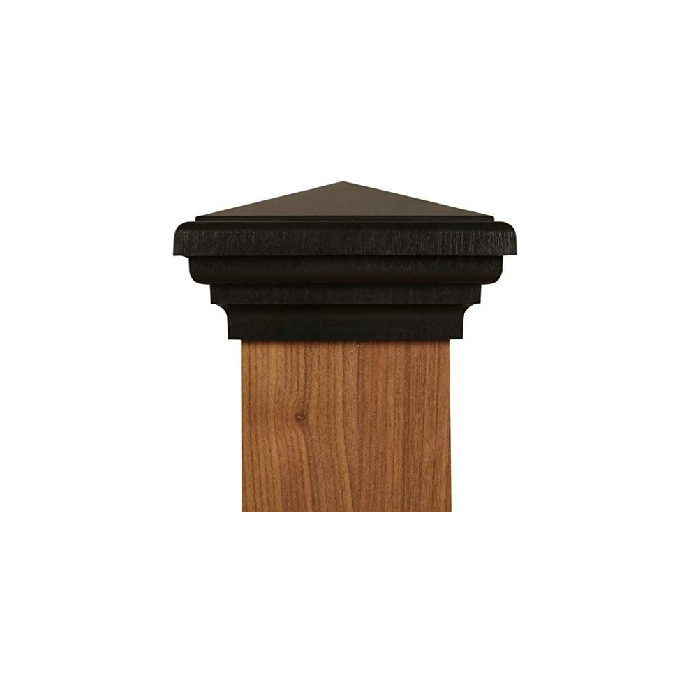 4X4 Post Cap (3.5"""") (Case Of 6) Black Pyramid Style Square Top For Outdoor Fences Mailboxes & Decks By Atlanta Post Caps 096802682803