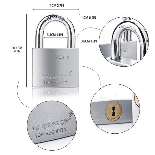 70mm Heavy Duty Lock Warehouse Waterproof Keyed Padlock High Security Padlock with 4 Keys 2