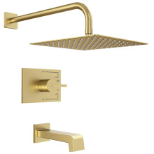 SOOOHOT Set di rubinetti per vasca e doccia in oro spazzolato spazzolato, set combinato con soffione doccia da 12 pollici e beccuccio per vasca,