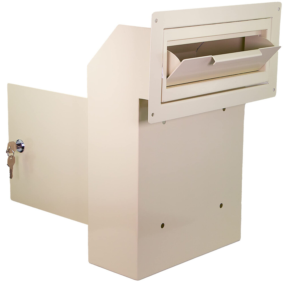Pochar Door Drop Box For Mail Rent Deposit And Night Key - Through The Door Locking Steel Mailbox With Rear Access (Light Gray) 850023851796