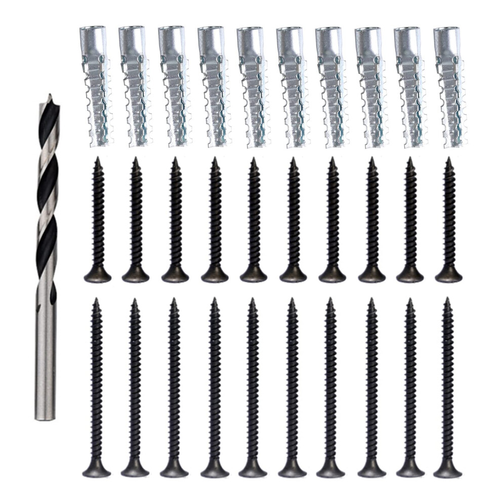 Fireflyweb Screw Door Security Hardware Reinforcement Jamb Repair Kit - Terrific Solution For Stripped Door Hinge Damaged Screw Repair (Black) 752811081852