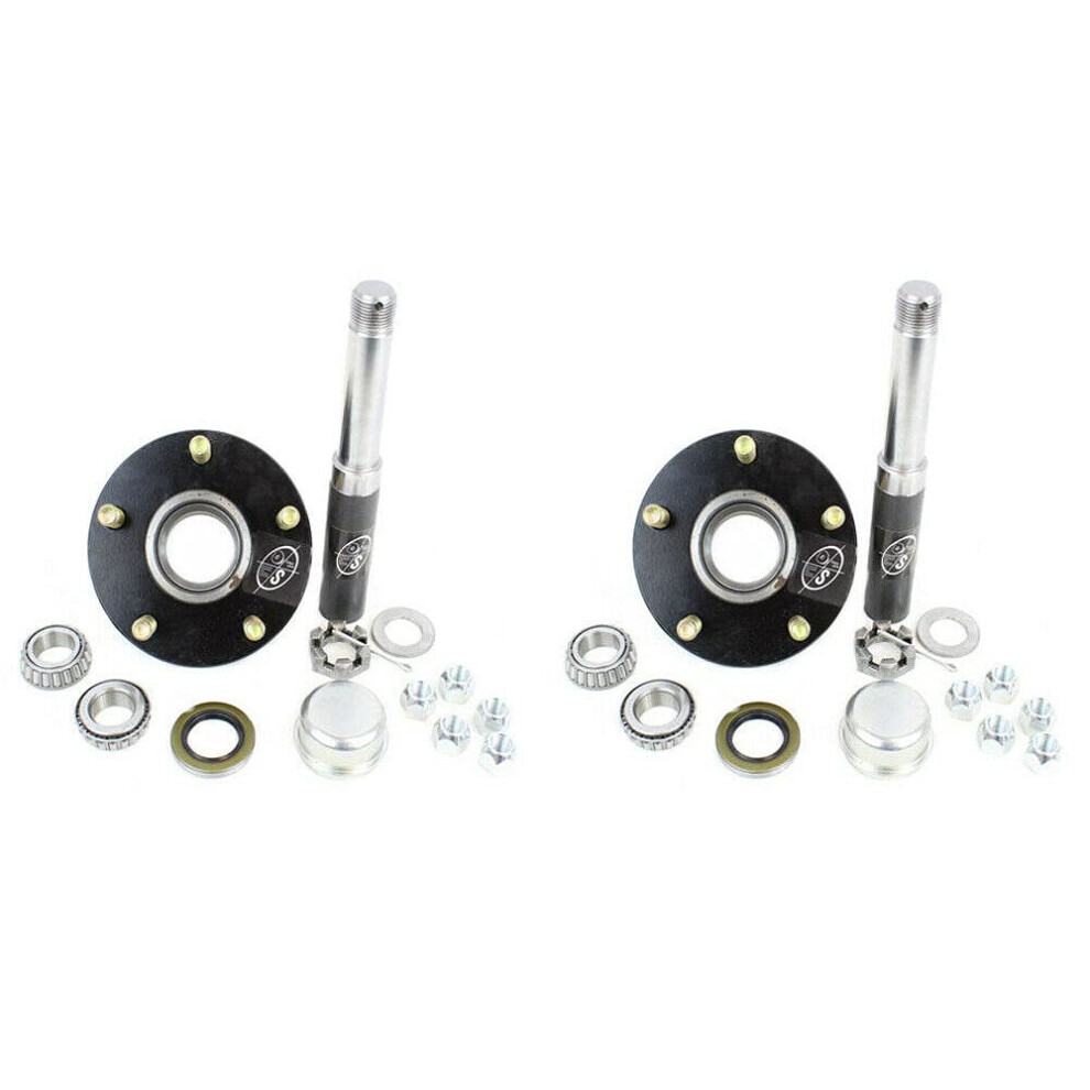 Southwest Wheel 2-Pack 2 000 Lbs Trailer Axle Spindle With 5-4.5"""" Bolt Circle Hub 810067320955
