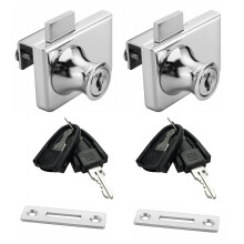 XIEHE 2PCS Zinc Alloy Glass Door Lock - Double Glass Door Locker with 2 Floating Keys