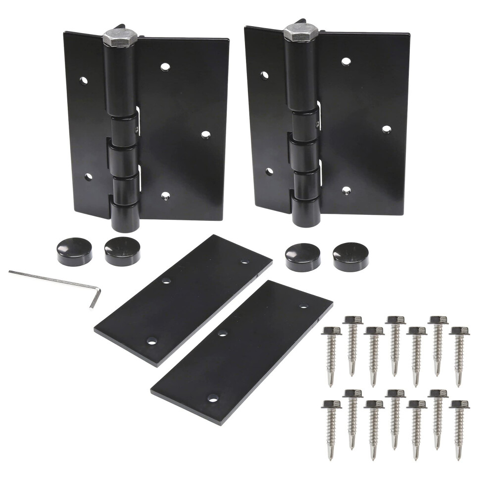 Plum Fittings Pair Of Aluminum Black Self-Closing Fence Gate Hinges For Aluminum | Vinyl | Iron | Wood Gates (Black) 810061220909
