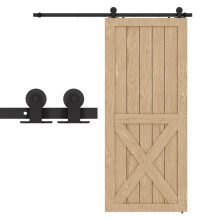 BONIKLUBA 66"""" Schuifdeur Hardware Kit Heavy Duty Top Mount Staldeur Track Kit Zwarte T-vorm Hanger Set voor gebruik met ?n deur