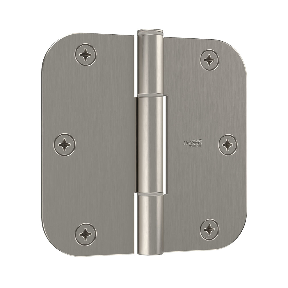 National Hardware Squeak Guard Hinges 1/4 In. Radius Round Corner 3-Pack In Satin Nickel 886780028898