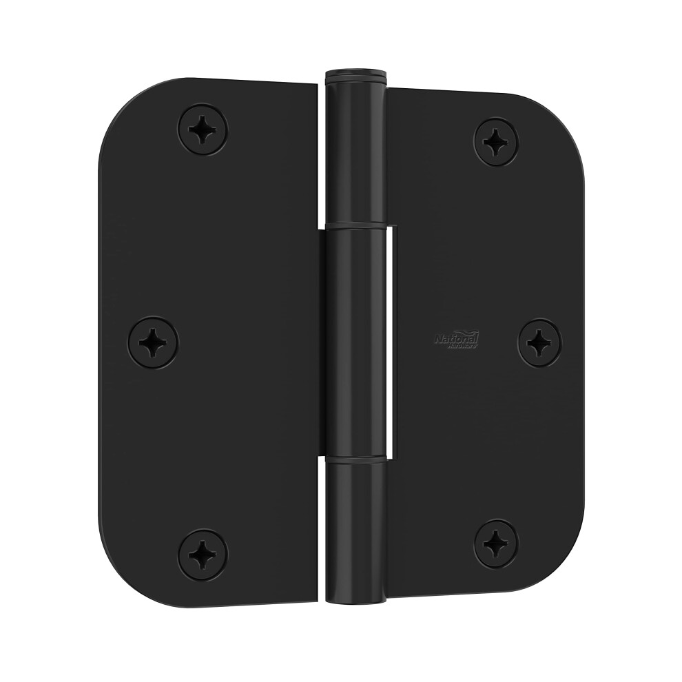 National Hardware Squeak Guard Hinges 5/8 In. Radius Round Corner 3-Pack In Matte Black 886780028874