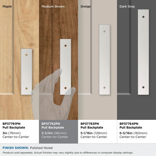 Amerock Ladera 3-3/4 inch (96mm) Center-to-Center Rectangular Polished Nickel Cabinet Pull Backplate 2