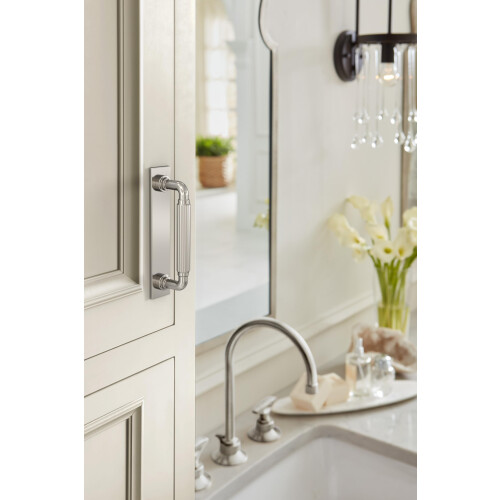 Amerock Ladera 3-3/4 inch (96mm) Center-to-Center Rectangular Polished Nickel Cabinet Pull Backplate 1