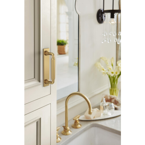 Amerock Ladera 3-3/4 inch (96mm) Rectangle Champagne Bronze Cabinet Pull Backplate 1