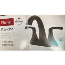 Dispositivo per lavabo da bagno Pfister Rancho con finitura nera opaca con gruppo di scarico touch-less a pressione e guarnizione