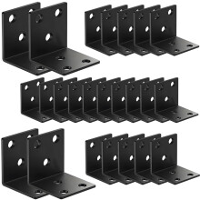 25 Stck 1,5'' L rechtwinklige Klammern mit Schlitz 2 mm Dicke, schwarze Edelstahlklammern fr Holzmbel, Holz, robuste, breite Eck-Metallklammer, 90