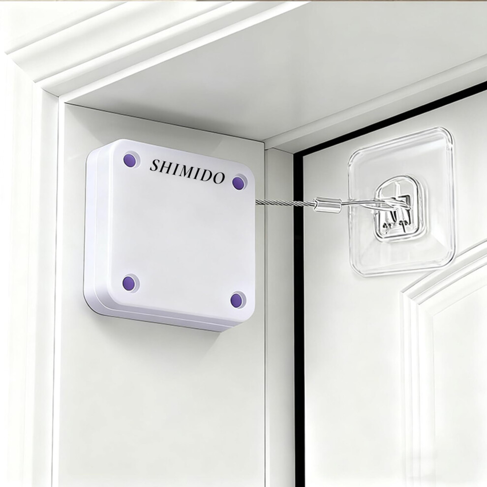 Shimido Upgraded Punch-Free 1000G Automatic Screen Door Closer Sliding Screen Auto Door Closer With Steel Drawstring For Bathroom Bedroom Study Ro 797442062627