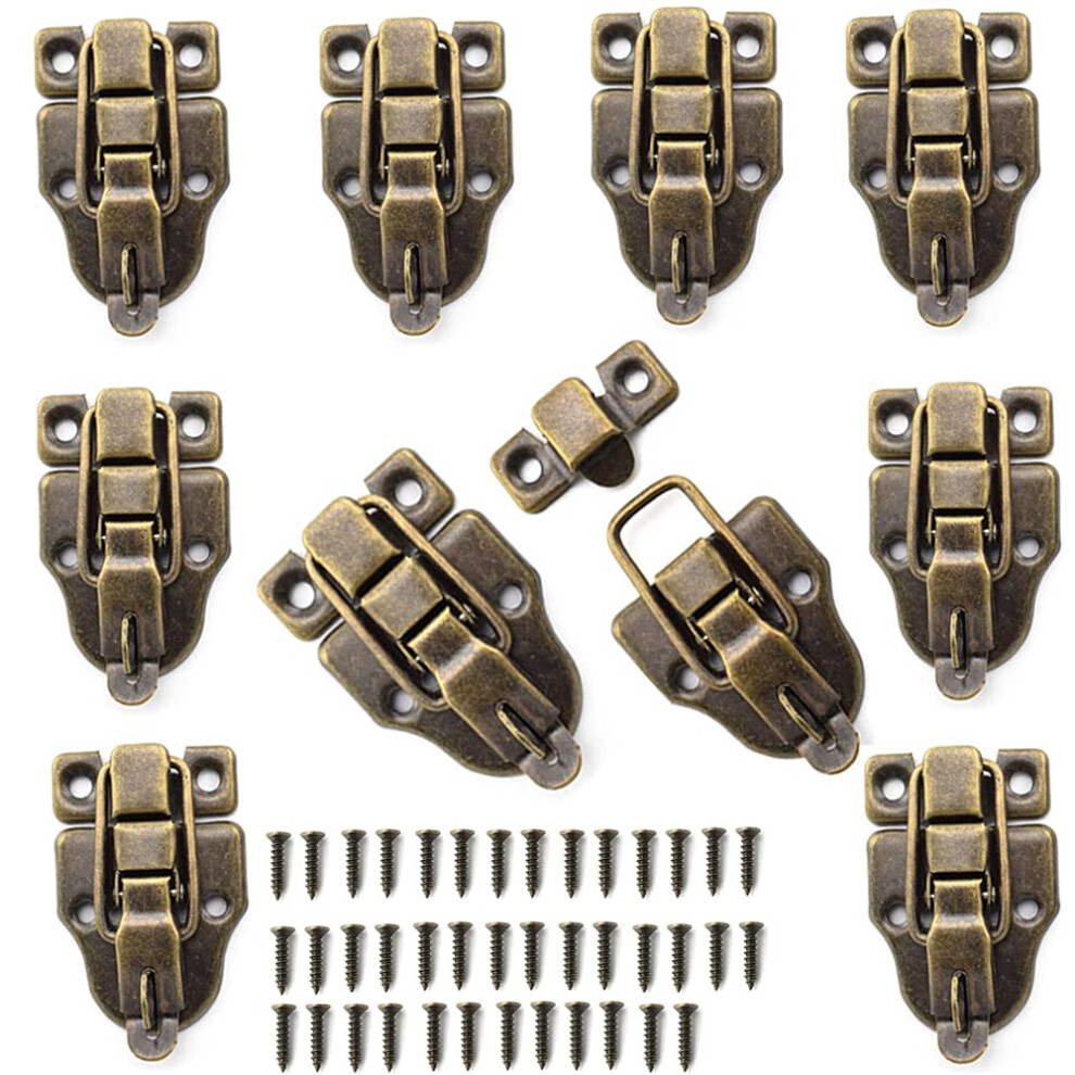 Wvapzwr Bronze 10Pcs Metal Duckbilled Box Hasp Lock Toggle Latch Catch For Wooden Case Boxes Toolbox Tone