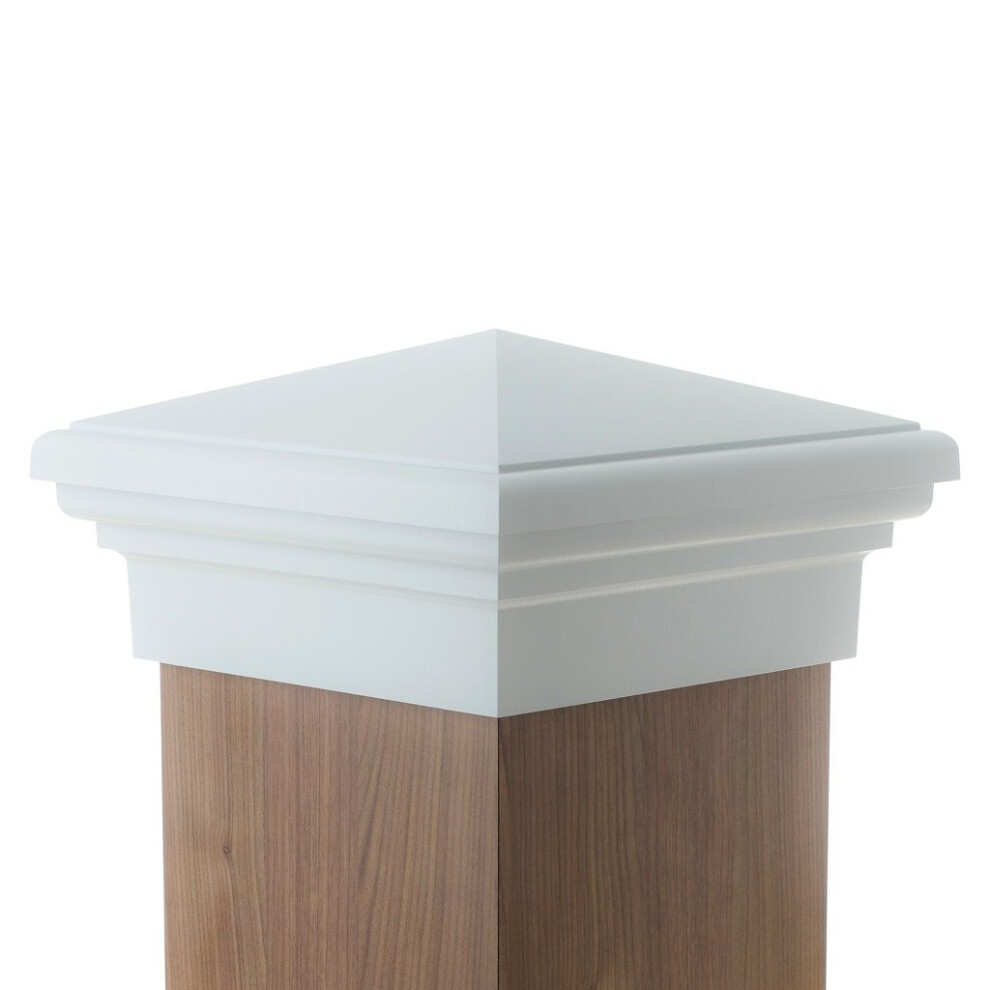 8X8 Post Cap (True 8"""") White New England Pyramid Style Square Top For Outdoor Fences Mailboxes & Decks 810090440651