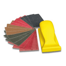 SCORCH MARKER - Handschuurset Schuurblok met duurzaam mesh-netsysteem en ergonomisch handvat Inclusief schuurpapier met korrel 320 600 en meer he