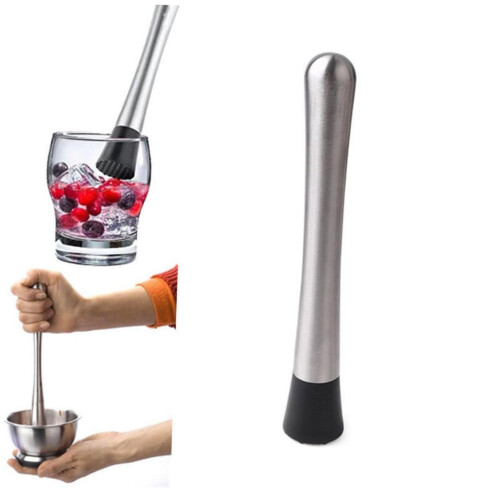 Stainless Steel Cocktail Bar Tools Muddler Stirrer Ice Crusher With Smooth Plastic Handle For Easy Mixing