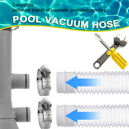 Swimming Pool Replacement Hose 1.25 Inch Diameter, Pool Filter Replacement Hose, 2 Pack With Clamps 2