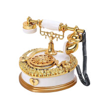 1Pc White Retro Musical Telephone Model Versatile Desktop Decor